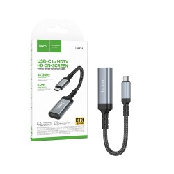Cabo Adaptador de Conversão HD Hoco UA43A Tipo C Macho para HDTV Fêmea Cinza Metalizado